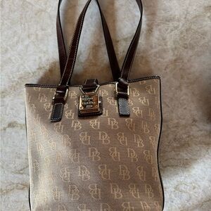 Dooney & Bourke Monogrammed Tan and Brown Tote